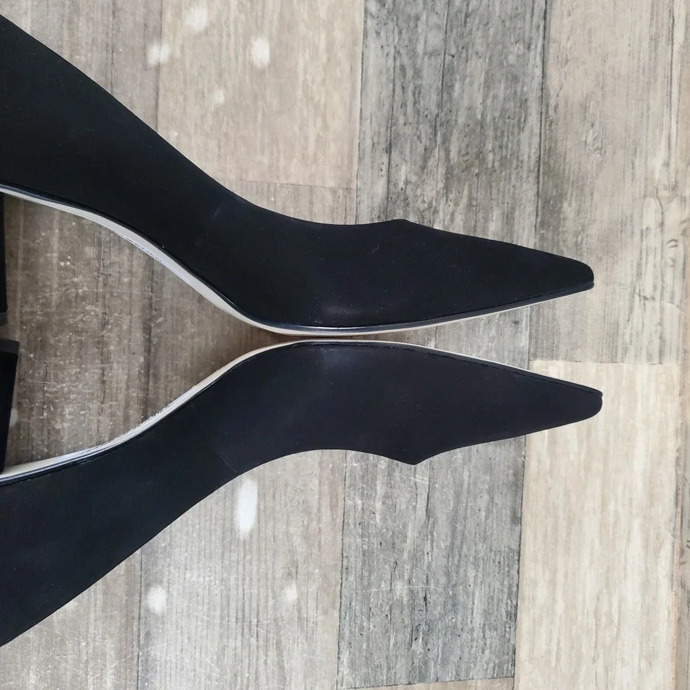 Massimo Matteo Daisy Womens Pumps Sz 8 M Block Heel Black Nubuck Slip-On Shoes